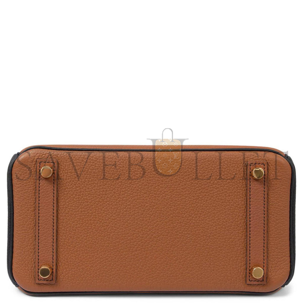 H**mes birkin 25 epsom golden brown and black gold buckle 1380217481102 (25*18*13cm)